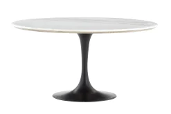 Flamant Aboah, Eettafel, Rond, Wit Marmer, 145 Cm^ Eettafels