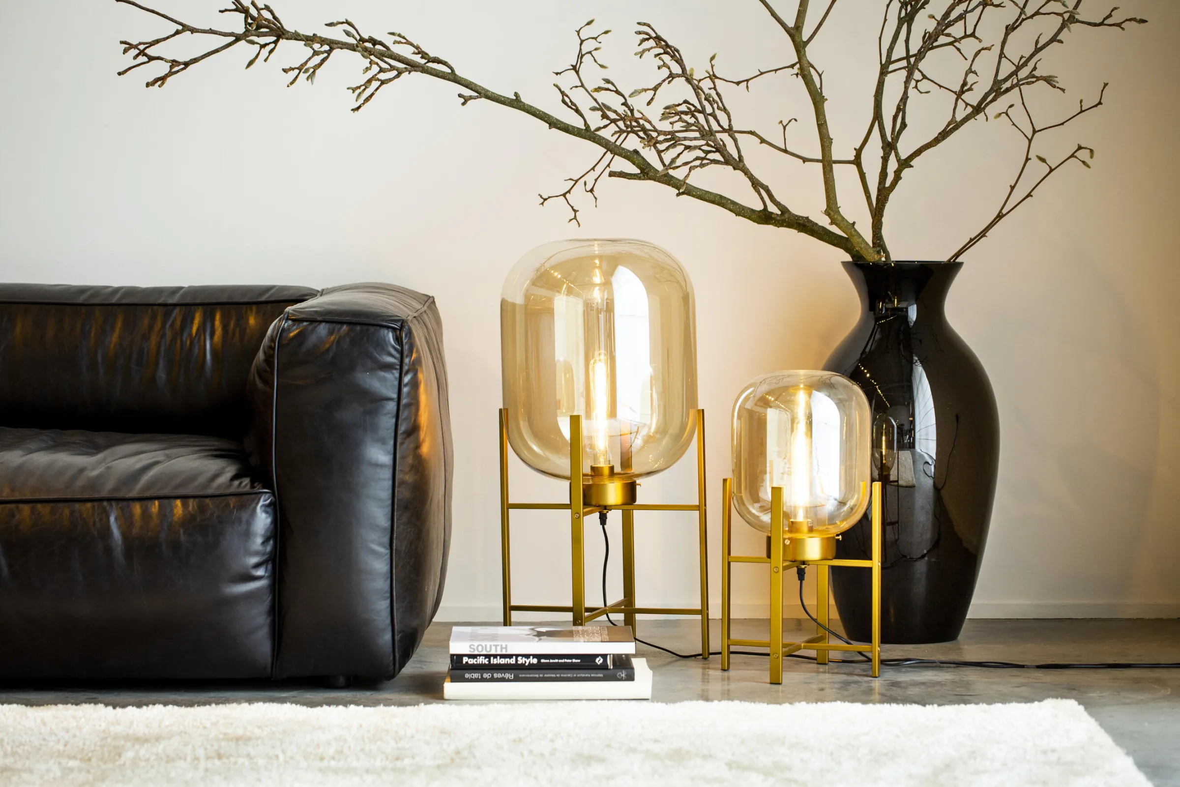 Flamant Adina, Vaas, Zwart, Mondgeblazen, 70Cm^ Decoratie