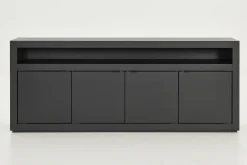 Flamant Bjorn, Dressoir, Zwart, 4 Deurs, Met Dimbare Led-Verlichting^ Dressoirs