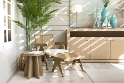 Flamant Bruno, Fauteuil, Eiken, Riet, Met Kussen^ Banken