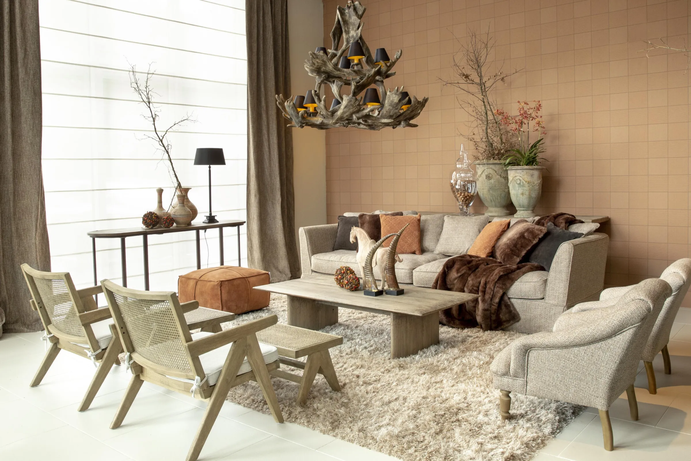 Flamant Bruno, Fauteuil, Eiken, Riet, Met Kussen^ Banken