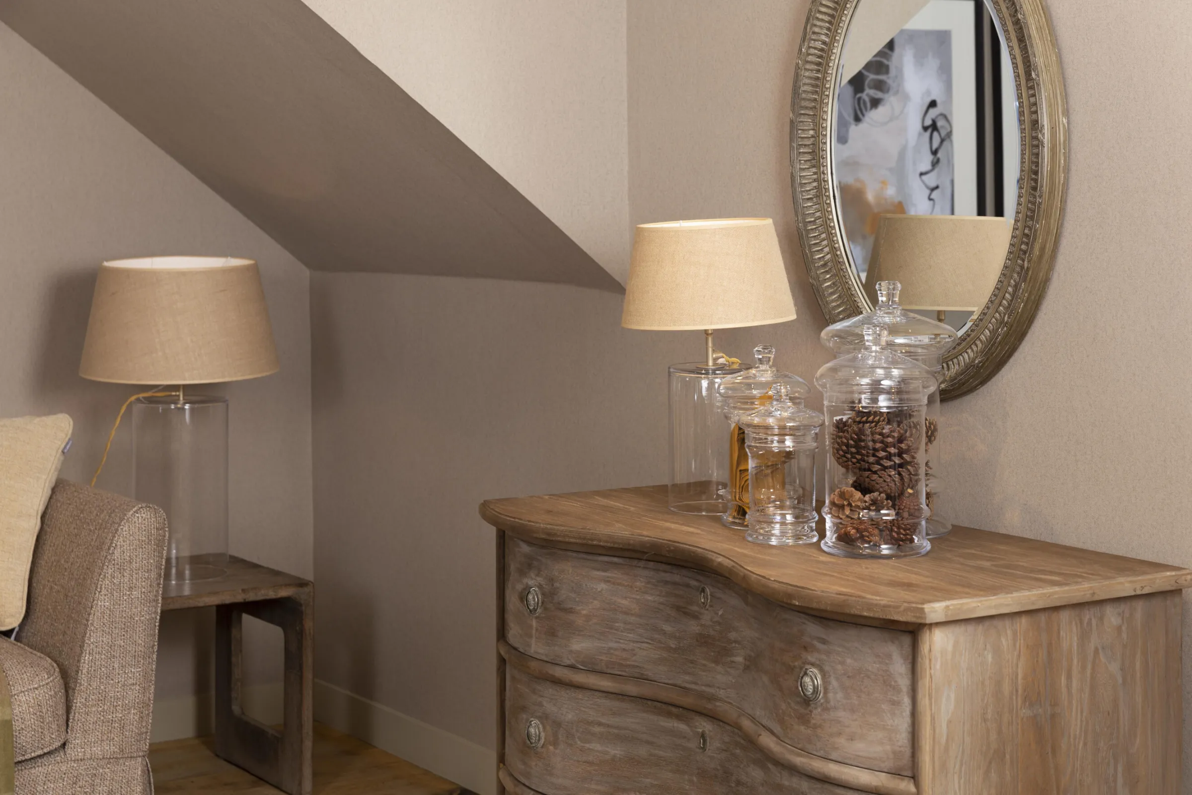 Flamant Chanty, Spiegel, Antiek, Ovaal^ Decoratie