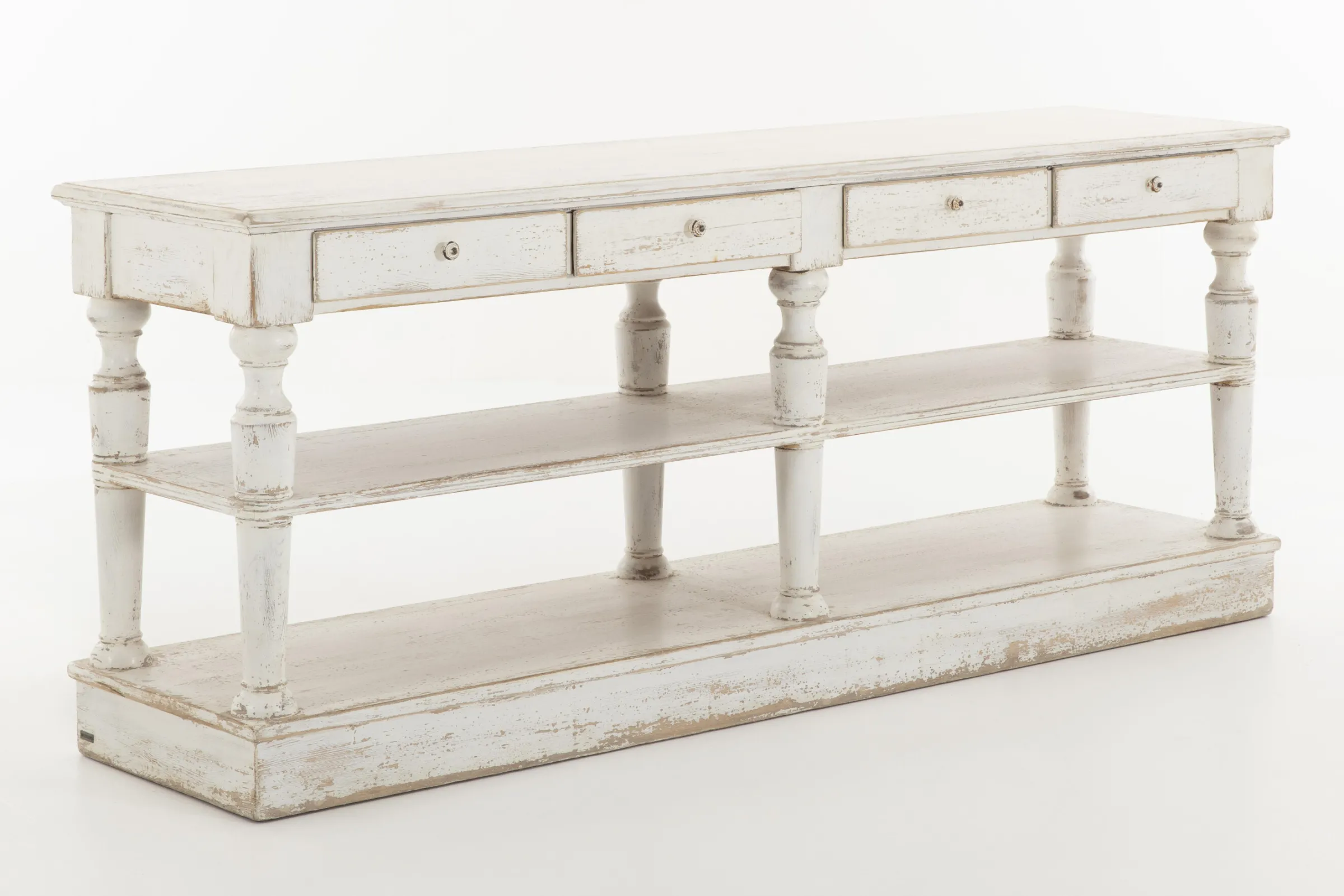 Flamant Henrice, Consoletafel, 3 Niveaus, 4 Laden, Antieke Afwerking^ Koffie Tafels