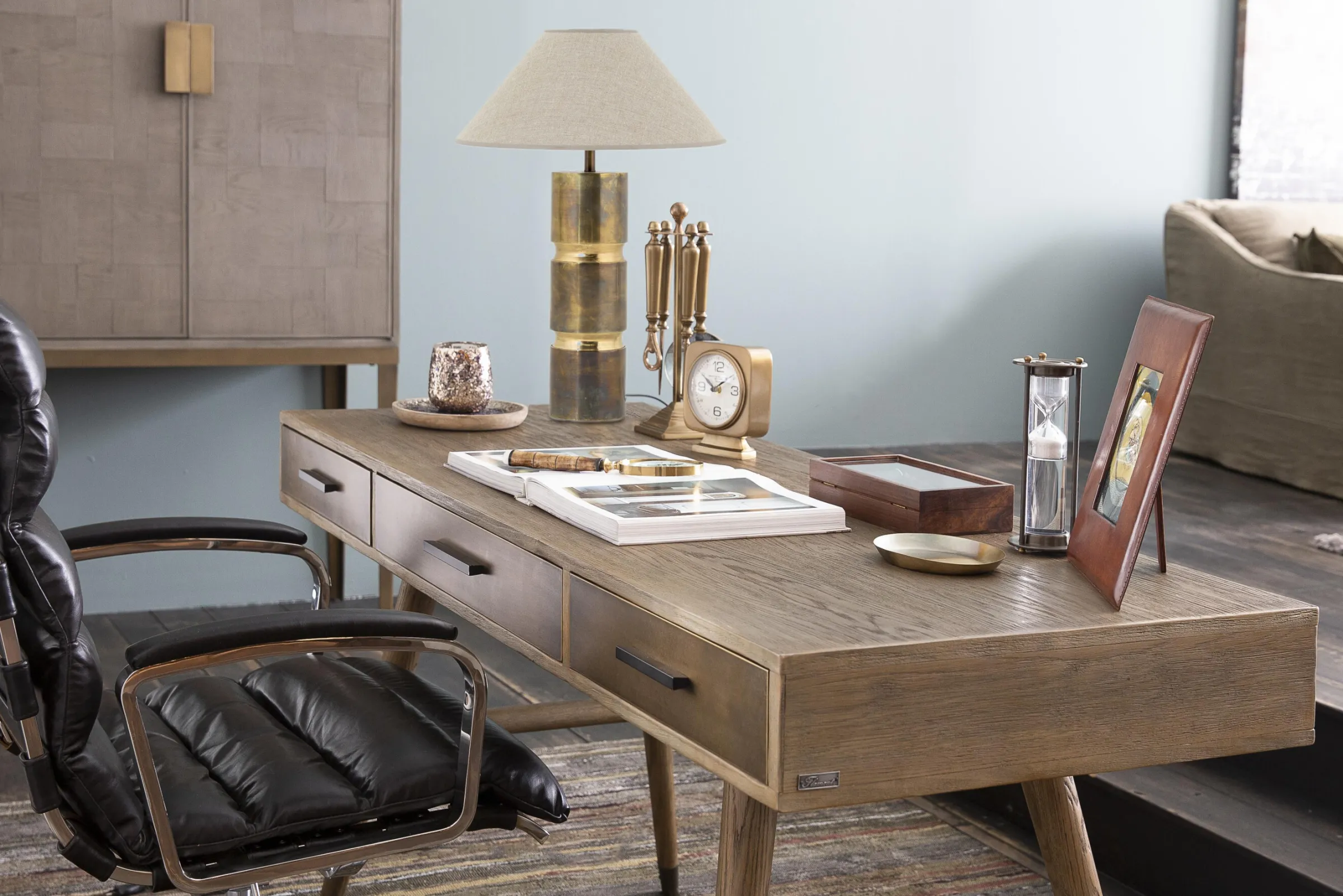 Flamant Jonne, Tafellamp, Antiek Koperen Afwerking^ Verlichting