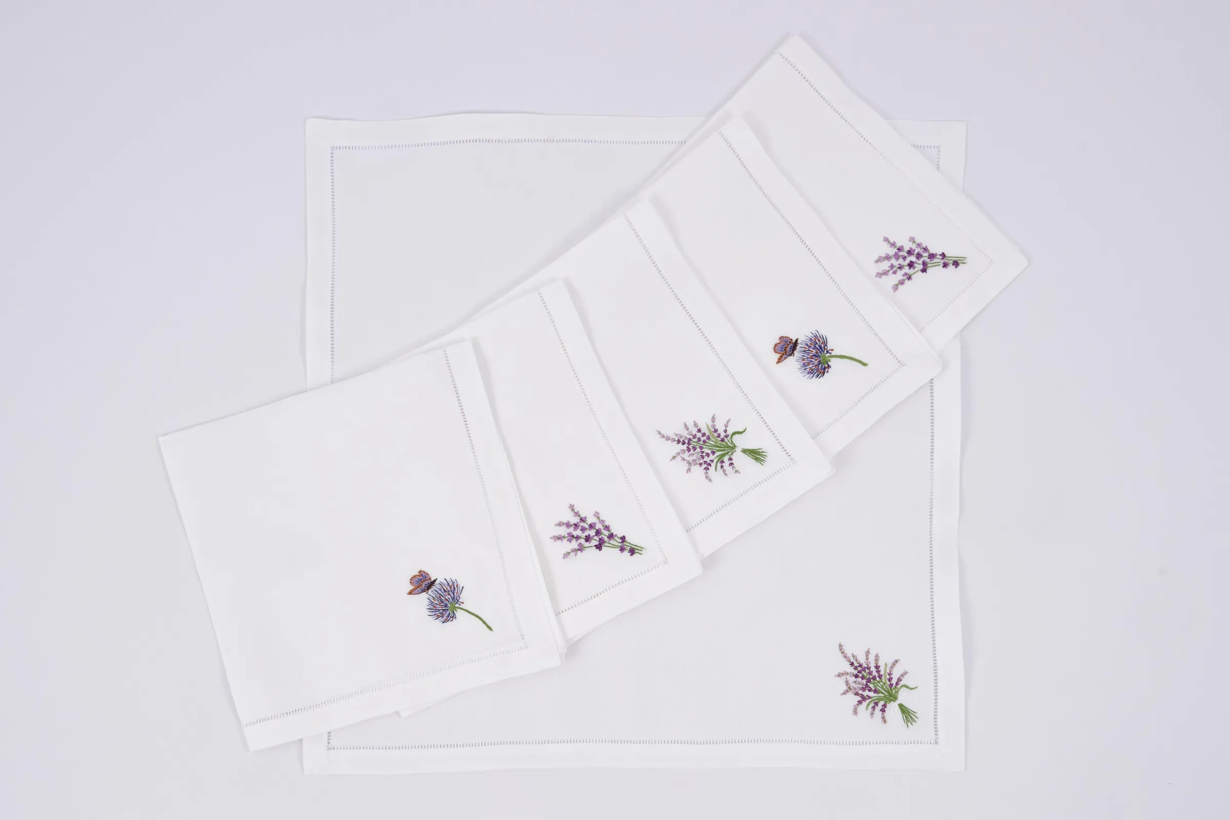 Flamant Lavendel, Servet, Borduurwerk, Set Van 6^ Eetkamer- En Keukentextiel