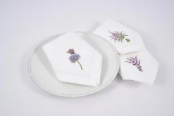 Flamant Lavendel, Servet, Borduurwerk, Set Van 6^ Eetkamer- En Keukentextiel