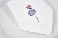 Flamant Lavendel, Servet, Borduurwerk, Set Van 6^ Eetkamer- En Keukentextiel