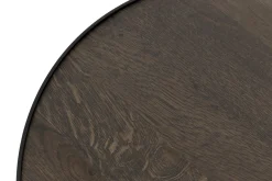 Flamant Madison, Bijzettafel, Eiken En Metaal, Rond, 45 Cm, Donkerbruin^ Koffie Tafels