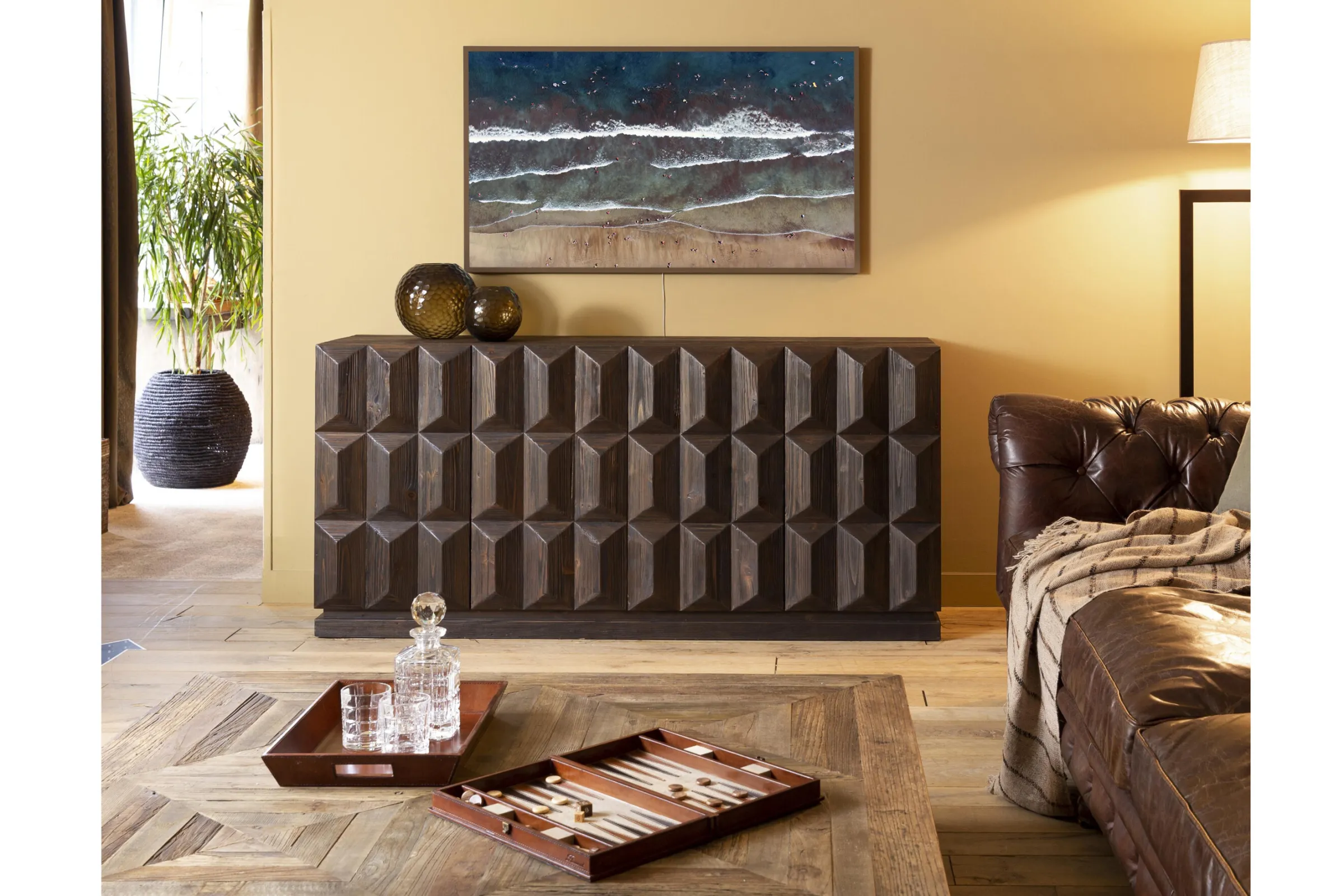 Flamant Manhattan, Dienblad, Bruin Leer^ Accessoires