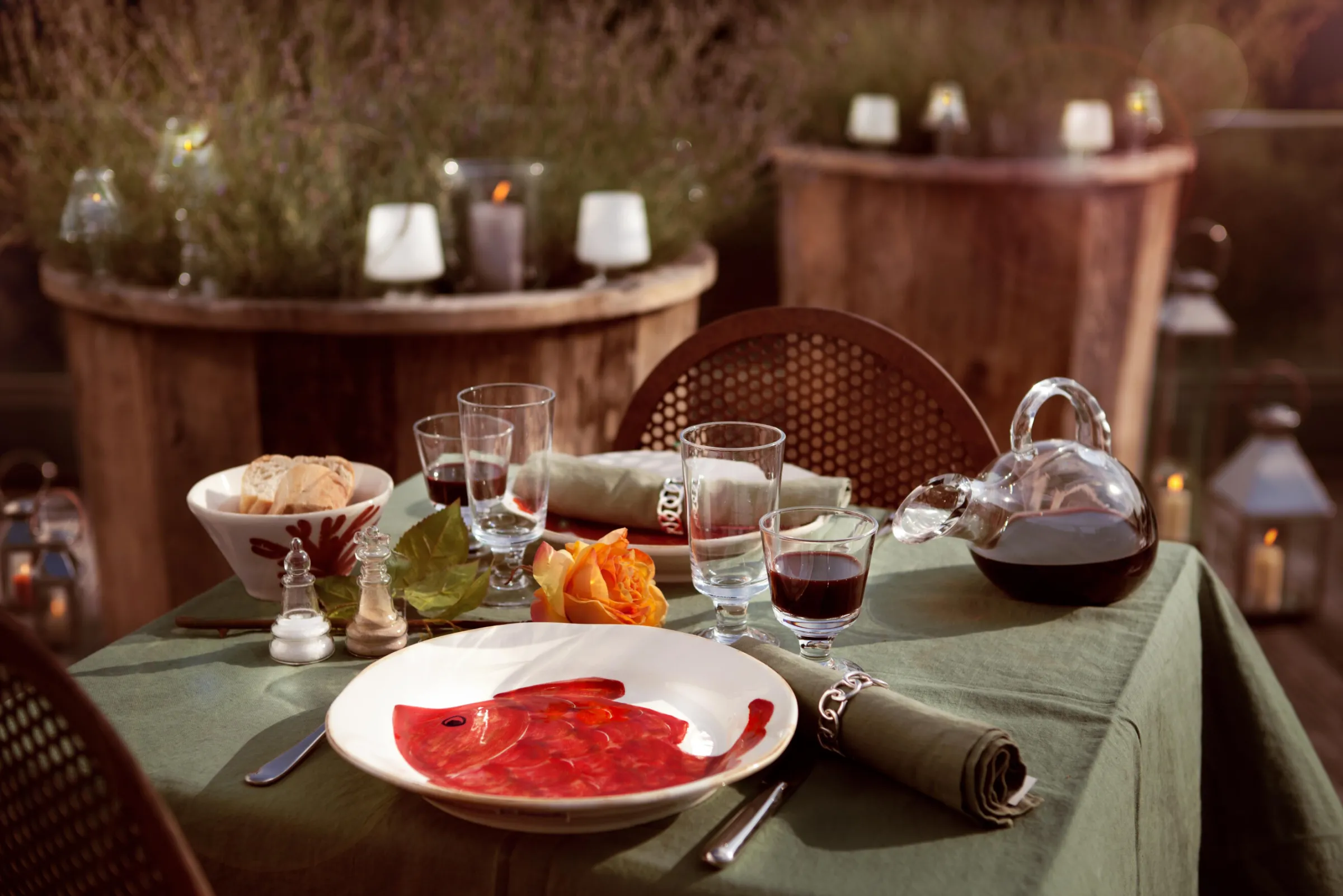 Flamant Merlot, Karaf, Glas^ Accessoires