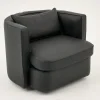 Flamant Nelia, Fauteuil, Leer Zwart, Draaibaar^ Banken