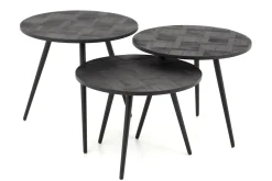 Flamant Robyn, Bijzettafel, Teruggewonnen Teak, Rond, Set Van 3^ Koffie Tafels