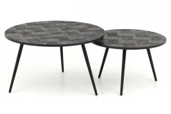 Flamant Robyn, Salontafel, Teruggewonnen Teak, Rond, Set Van 2^ Koffie Tafels