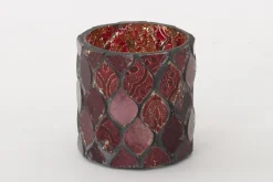 Flamant Tempels, Theelichthouder, Glas, Rood, S^ Decoratie