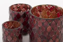 Flamant Tempels, Theelichthouder, Glas, Rood, S^ Decoratie