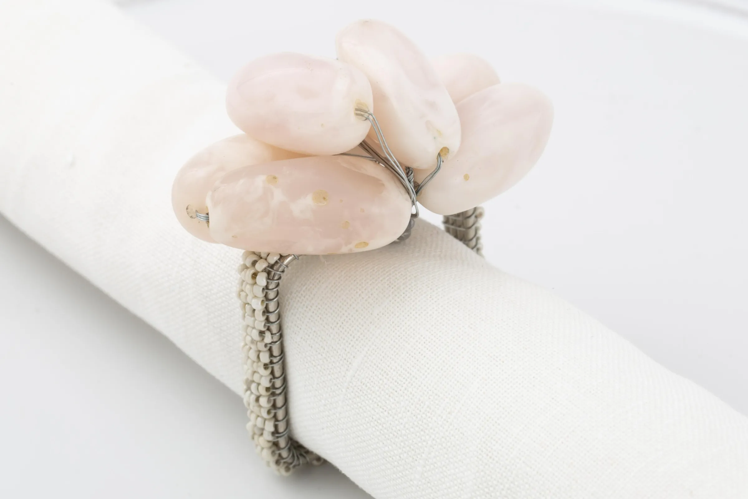 Flamant Tina, Servetring, Kralen, Wit^ Moederdag