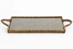 Flamant Togo, Dienblad, Rechthoekig, Met Glas, Riet^ Accessoires