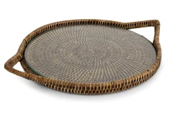 Flamant Togo, Dienblad, Rond, Met Glas, Riet^ Accessoires