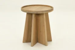 Flamant Zilver, Bijzettafel, Verweerd Eiken, Rond^ Koffie Tafels